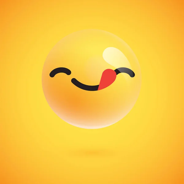 Emoticon amarelo bonito e detalhado para web, ilustração vetorial —  Vetores de Stock