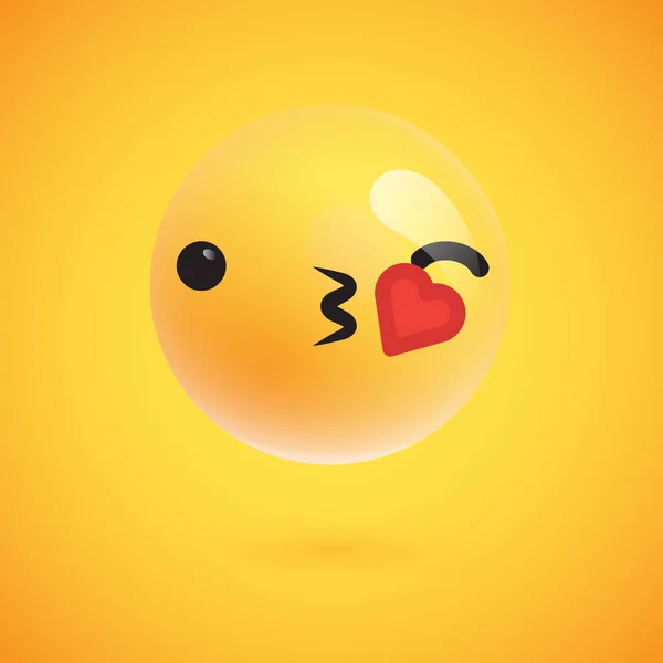 Emoticon amarelo bonito e detalhado para web, ilustração vetorial — Vetor de Stock