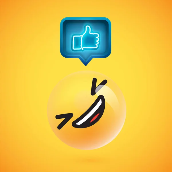 Emoticon detalhado alto com sinal de polegares para cima, ilustração vetorial — Vetor de Stock