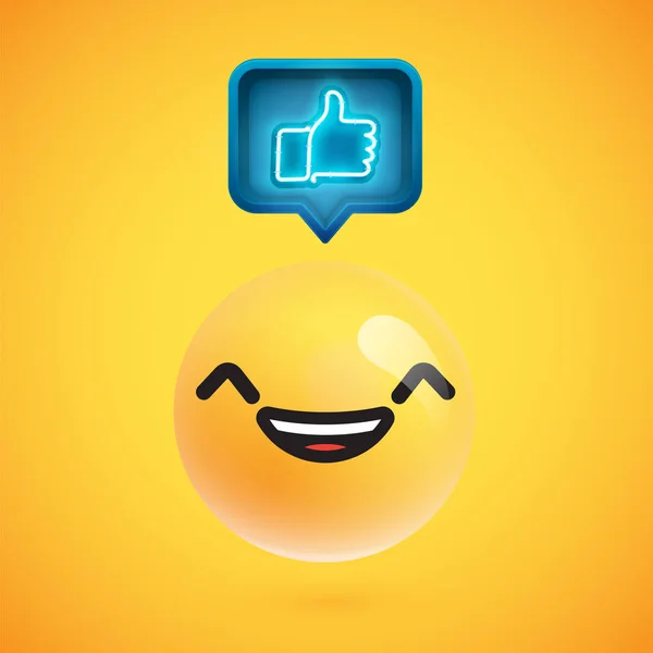 High detailed emoticon with thumbs up sign, vector illustration — Stock Vector