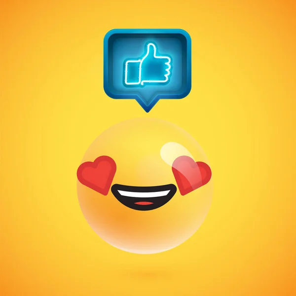 Hoge gedetailleerde emoticon met duim omhoog teken, vector illustratie — Stockvector