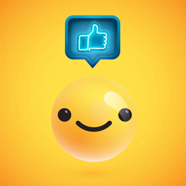 High detailed emoticon with thumbs up sign, vector illustration — Stock Vector