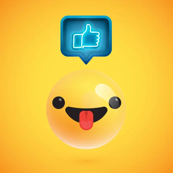 High detailed emoticon with thumbs up sign, vector illustration — Stock Vector