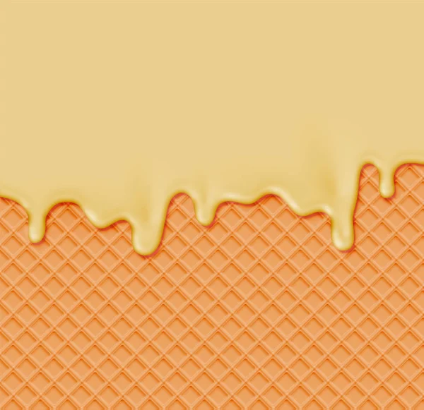 Realistische wafel met smeltende crème op, vector illustratie — Stockvector