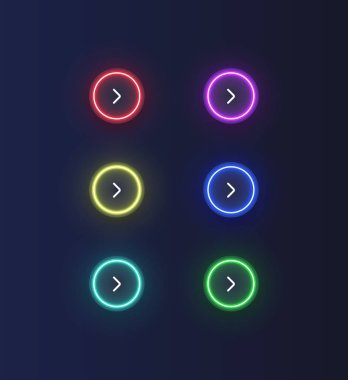 Renkli neon 'sonraki' düğmesi wih web siteleri veya onl için bir ok ayarlayın