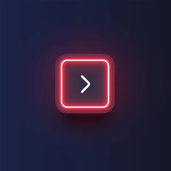 Néon coloré bouton "suivant" avec une flèche, illustration vectorielle — Image vectorielle