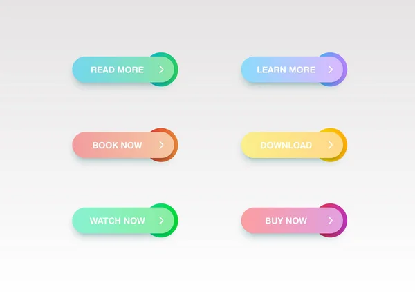 Conjunto de botões coloridos para sites ou uso online, ilustração vetorial — Vetor de Stock