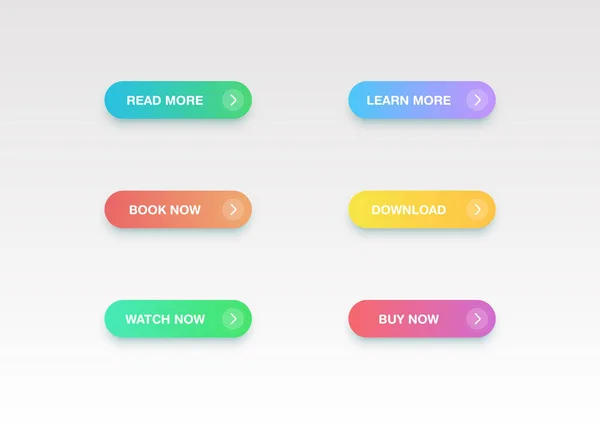 Kolorowy zestaw przycisków do stron internetowych lub użycia online, ilustracja wektorowa — Wektor stockowy