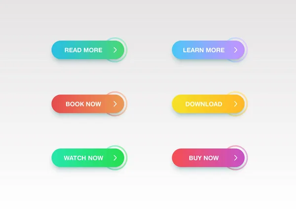 Ensemble de boutons colorés pour sites Web ou utilisation en ligne, illustration vectorielle — Image vectorielle