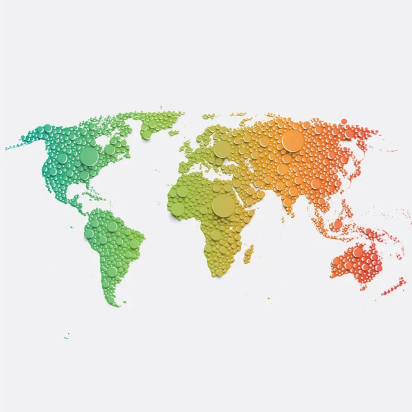 Mapa do mundo colorido feito por bolas e linhas, ilustração vetorial — Vetor de Stock