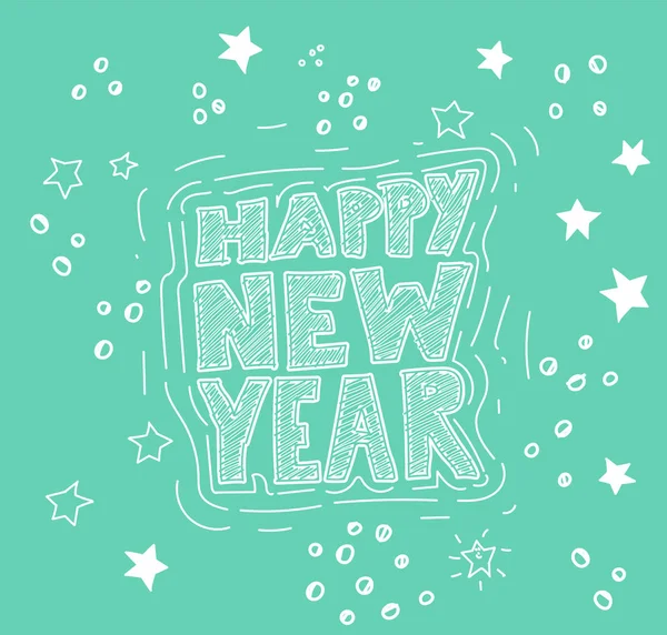 Handdrawn 'Happy New Year' illüstrasyon, vektör