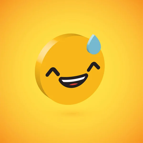 Emoticon del disco 3D ad alto dettaglio giallo, illustrazione vettoriale — Vettoriale Stock