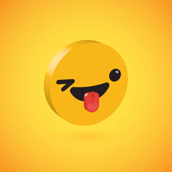 Emoticono de disco 3D de alto detalle amarillo, ilustración vectorial — Vector de stock