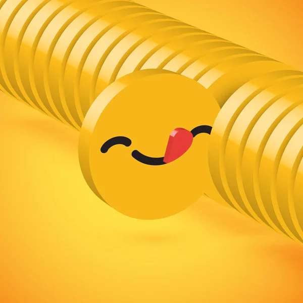 Emoticon de disco 3D detalhado alto amarelo selecionado, ilustração vetorial —  Vetores de Stock