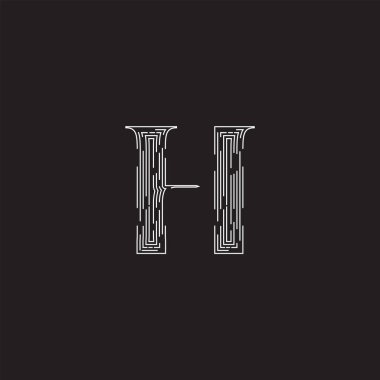 Kesik çizgilerle yapılmış bir fontsetin zarif karakteri, vektör çizimi