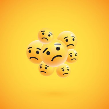 Yüksek detaylı sarı ifadeler grubu, vektör illüstrasyon