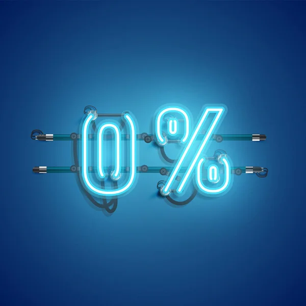 ' 0% ' neonrealistisk skylt, vektor illustration — Stock vektor