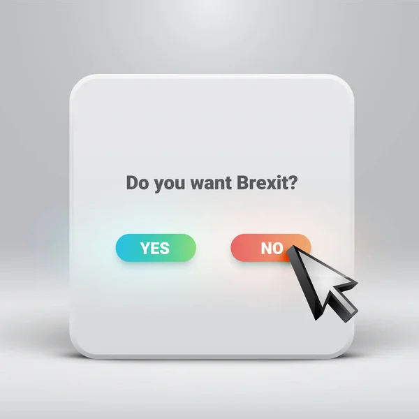 Tarjeta de preguntas para Brexit con botones yes-no, ilustración vectorial — Vector de stock