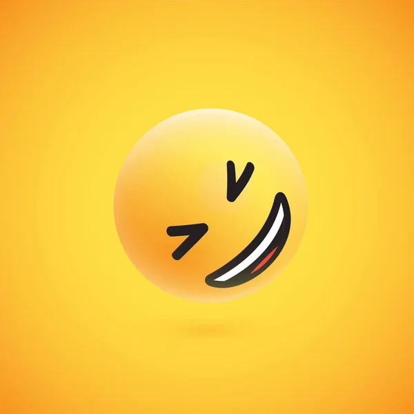 Carino emoticon 3D giallo ad alto dettaglio per il web, illustrazione vettoriale — Vettoriale Stock