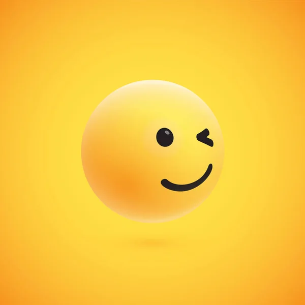Emoticon 3D amarelo bonito e detalhado para web, ilustração vetorial —  Vetores de Stock