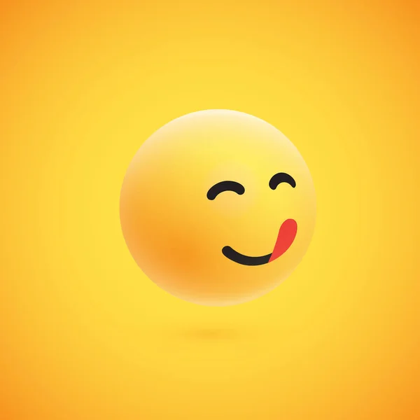 Carino emoticon 3D giallo ad alto dettaglio per il web, illustrazione vettoriale — Vettoriale Stock