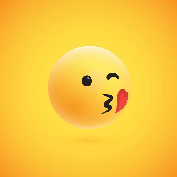 Carino emoticon 3D giallo ad alto dettaglio per il web, illustrazione vettoriale — Vettoriale Stock