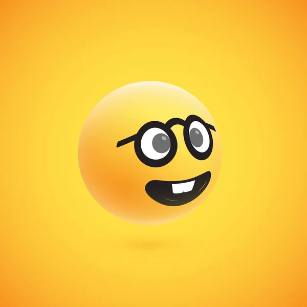 Emoticon 3D amarelo bonito e detalhado para web, ilustração vetorial — Vetor de Stock