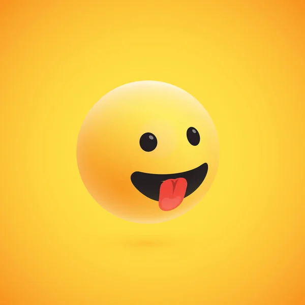 Emoticon 3D amarelo bonito e detalhado para web, ilustração vetorial —  Vetores de Stock