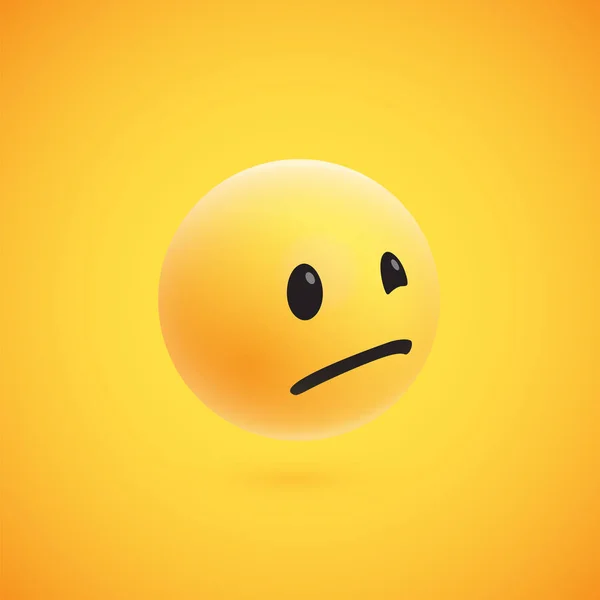 Emoticon 3D amarelo bonito e detalhado para web, ilustração vetorial —  Vetores de Stock