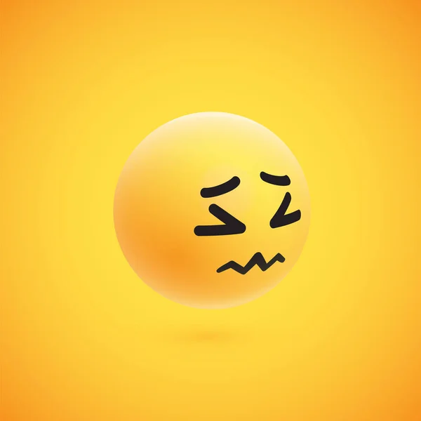 Emoticon 3D amarelo bonito e detalhado para web, ilustração vetorial — Vetor de Stock