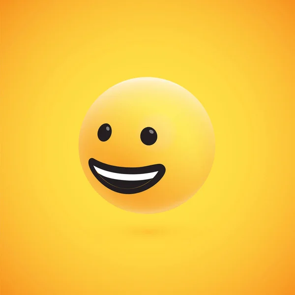Emoticon 3D amarelo bonito e detalhado para web, ilustração vetorial —  Vetores de Stock