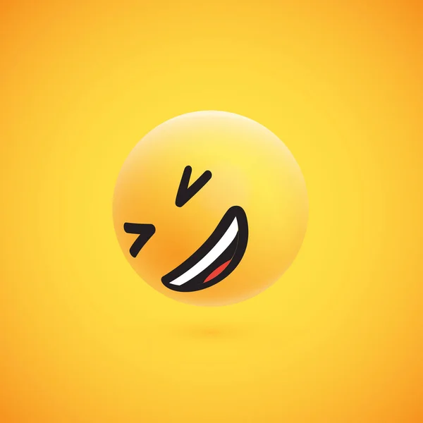 Cute high-detailed yellow 3D emoticon for web, vector illustration — Stock Vector