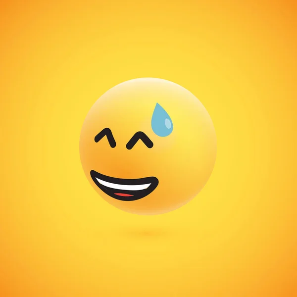 Emoticon 3D amarelo bonito e detalhado para web, ilustração vetorial —  Vetores de Stock