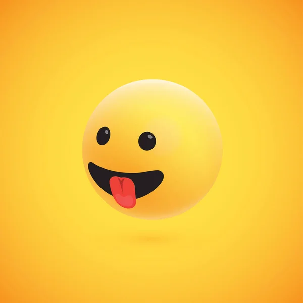 Emoticono 3D amarillo de alto detalle lindo para web, ilustración vectorial — Vector de stock