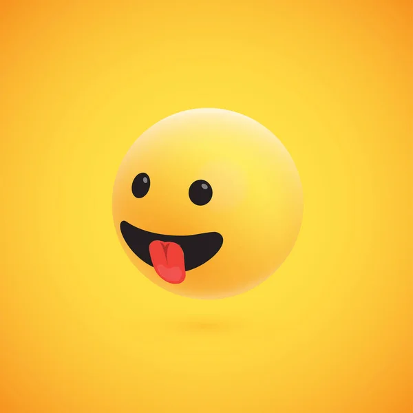 Cute high-detailed yellow 3D emoticon for web, vector illustration — Stock Vector