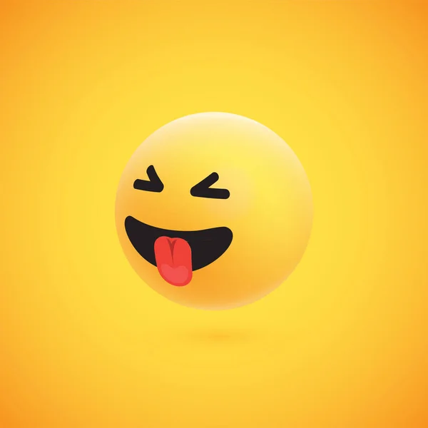 Cute high-detailed yellow 3D emoticon for web, vector illustration — Stock Vector