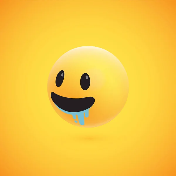 Emoticon 3D amarelo bonito e detalhado para web, ilustração vetorial —  Vetores de Stock