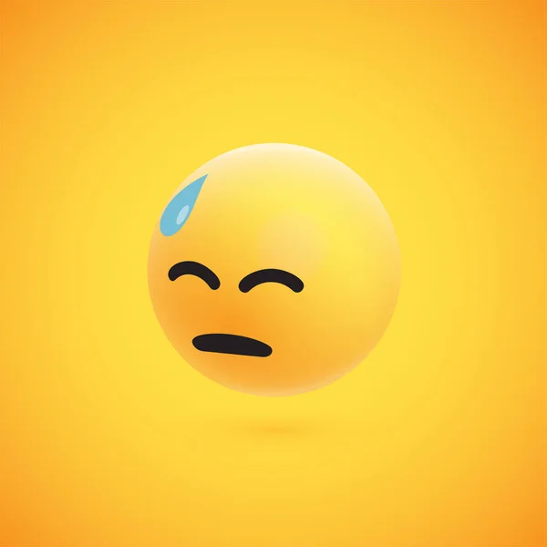 Emoticon 3D amarelo bonito e detalhado para web, ilustração vetorial — Vetor de Stock