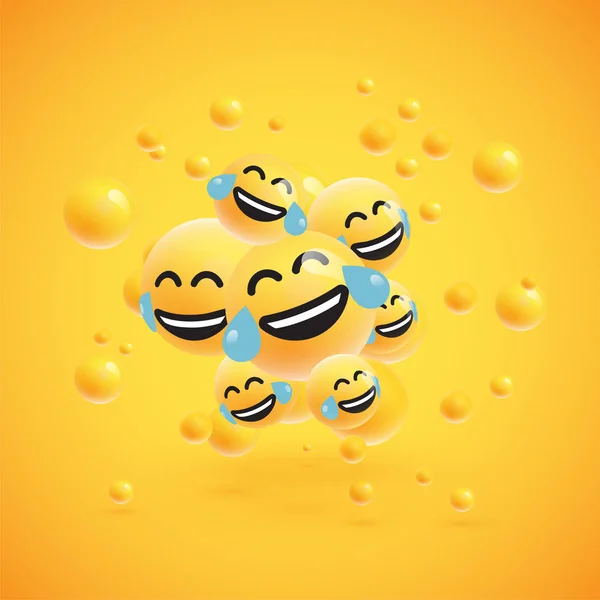 Group of high detailed yellow emoticons, vector illustration — Stock Vector