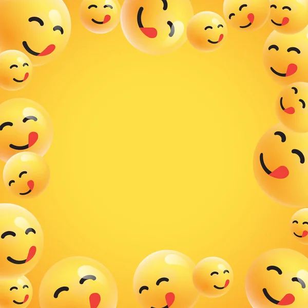 Group of high detailed yellow emoticons, vector illustration — Stock Vector