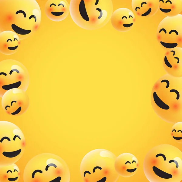 Groep van hoge gedetailleerde gele emoticons, vector illustratie — Stockvector