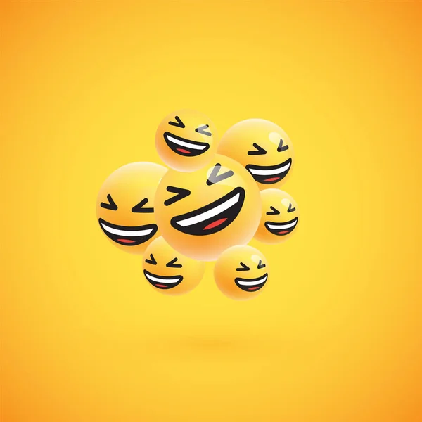 Grupo de emoticonos amarillos detallados, ilustración vectorial — Vector de stock