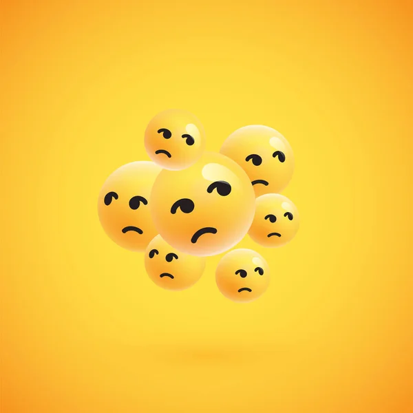 Kelompok emoticon kuning detail tinggi, ilustrasi vektor - Stok Vektor