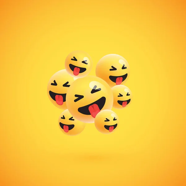 Gruppe von hochdetaillierten gelben Emoticons, Vektorillustration — Stockvektor