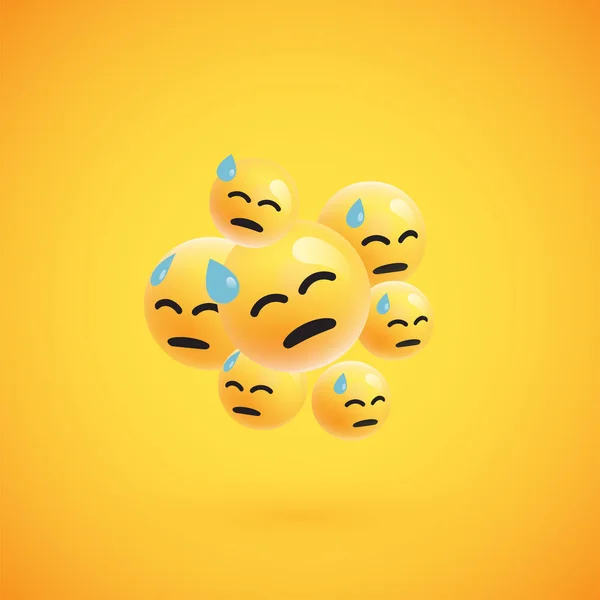 Group of high detailed yellow emoticons, vector illustration — Stock Vector