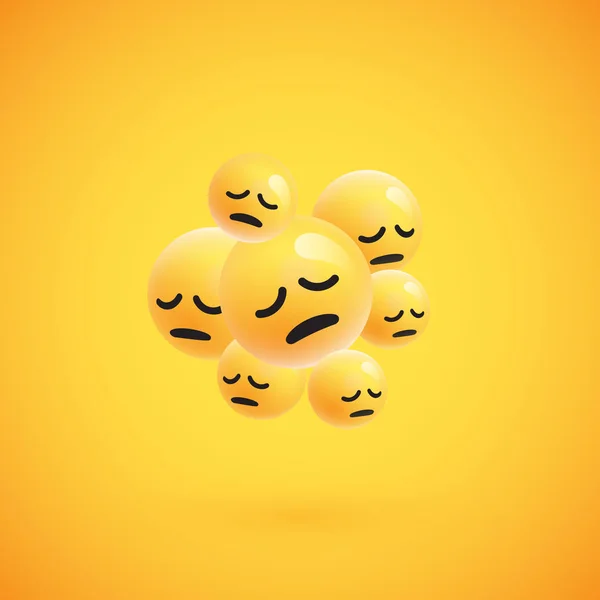 Groep van hoge gedetailleerde gele emoticons, vector illustratie — Stockvector