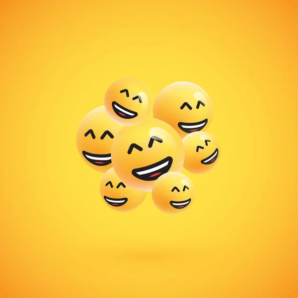 Groupe d'émoticônes jaunes détaillées, illustration vectorielle — Image vectorielle