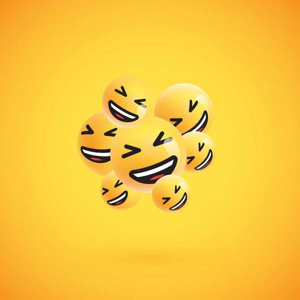 Group of high detailed yellow emoticons, vector illustration — Stock Vector