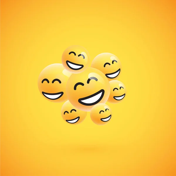 Groep van hoge gedetailleerde gele emoticons, vector illustratie — Stockvector