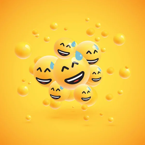 Grupo de emoticons amarelos detalhados, ilustração vetorial — Vetor de Stock